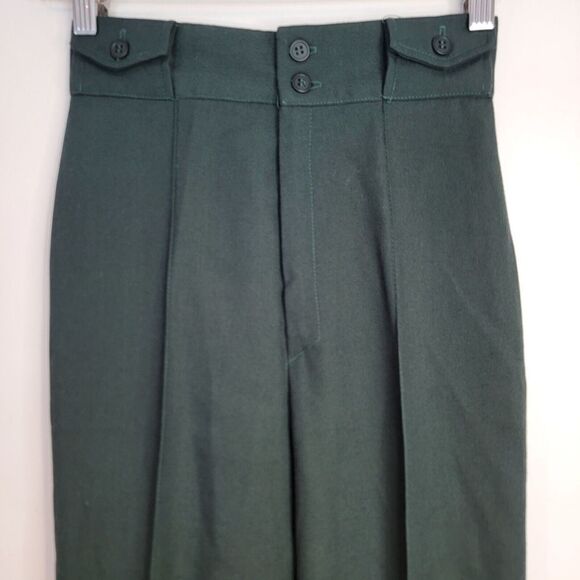 Vintage HAPPY LEGS Green HIGH WAISTED PLEATED TROUSERS Womens Size 5 Made In USA - Picture 1 of 11